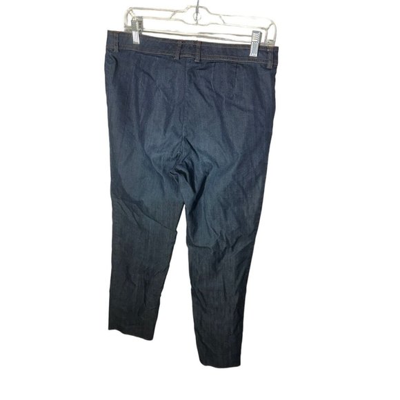 St. John Womens Flat Front Denim Jeans Size 8 Dark Wash Ankle Straight - Picture 3 of 8